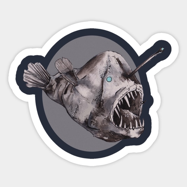 Angler Fish Sticker by IndiasIllustrations